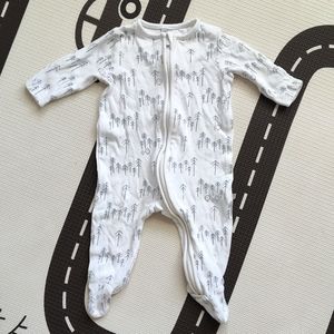 Baby Mori zipper footie bamboo cotton blend 0-3M
